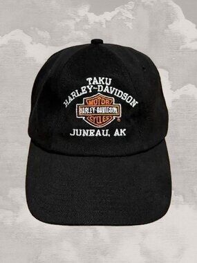 HARLEY-DAVIDSON Black hat of Taku Juneau AK Embroidered Adjustable Baseball cap